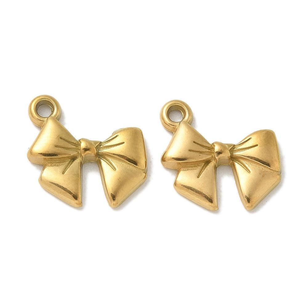 Bedel strik 18K RVS Goud 15,5mm - per stuk-bedels-Kraaltjes van Renate