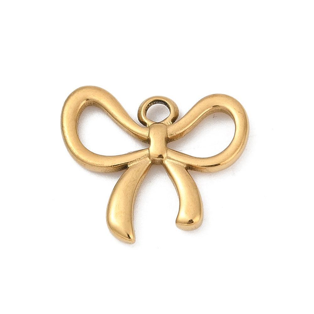 Bedel strik RVS 18K Goud 16mm - per stuk-bedels-Kraaltjes van Renate