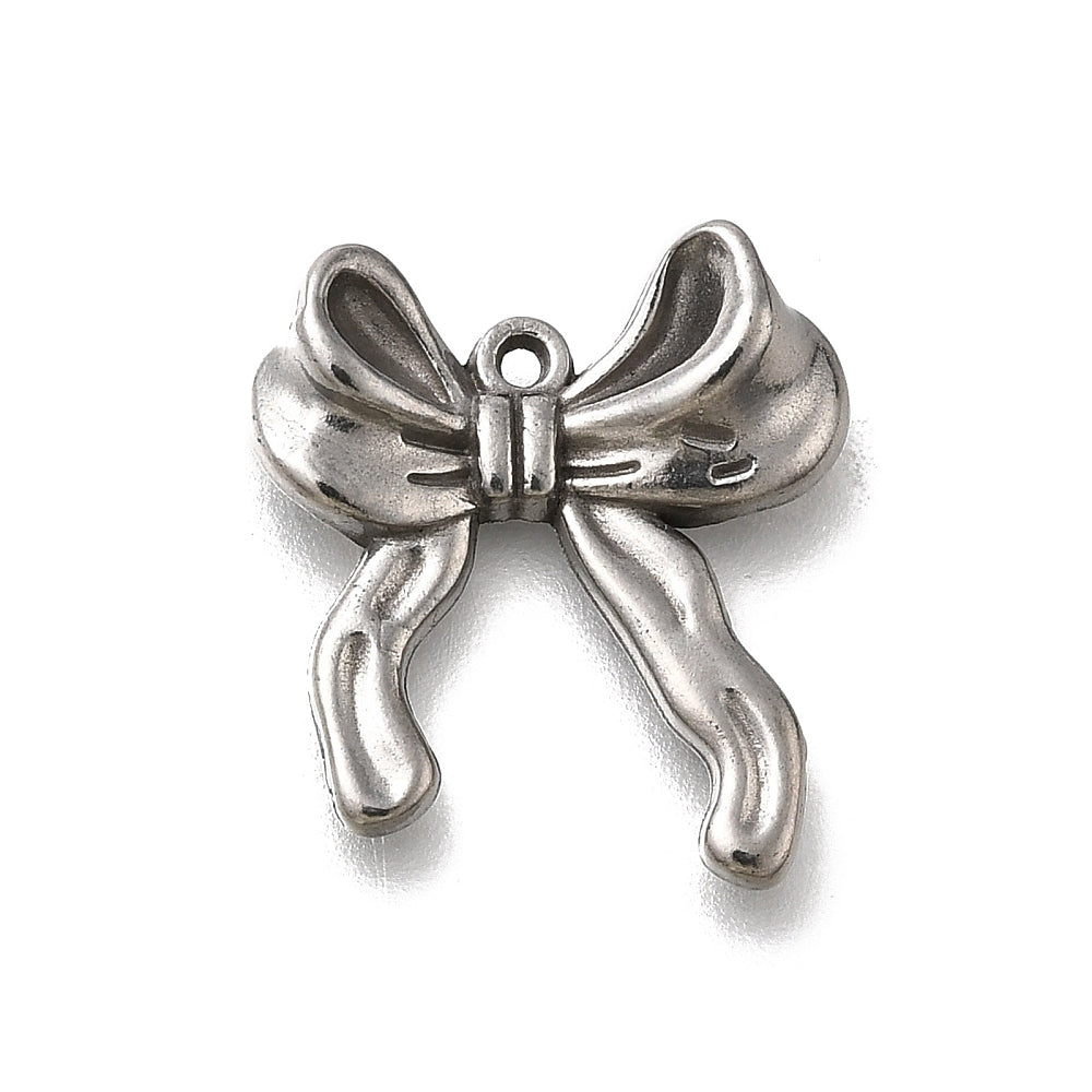 Bedel strik RVS zilver 19,5mm- per stuk-bedels-Kraaltjes van Renate