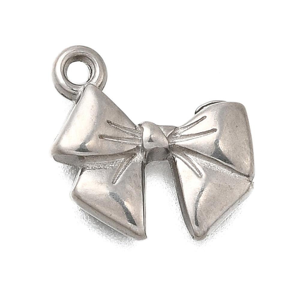 Bedel strikje RVS zilver 12,5mm- per stuk-bedels-Kraaltjes van Renate