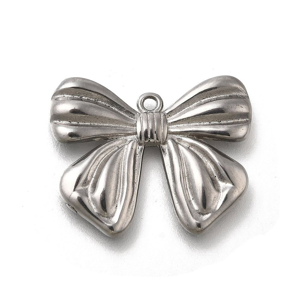 Bedel strikje RVS zilver 20mm- per stuk-bedels-Kraaltjes van Renate