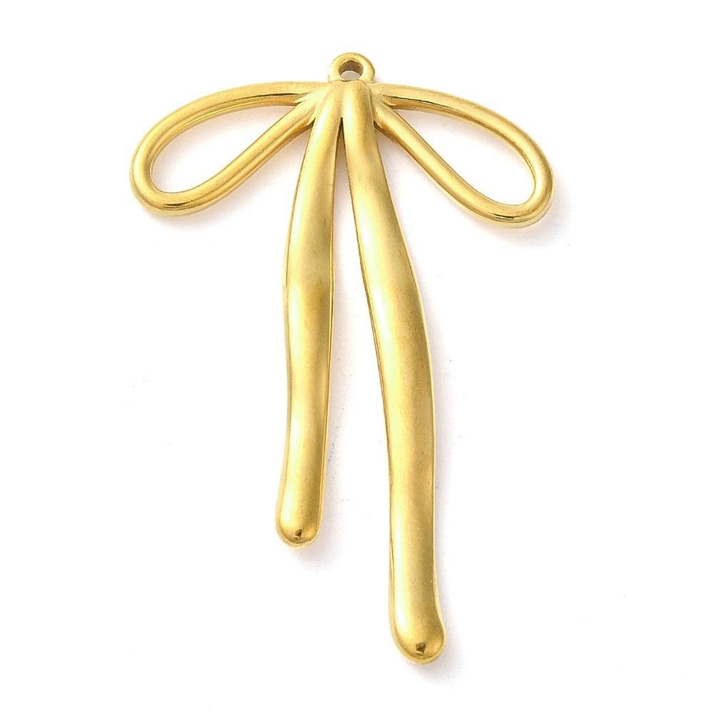 Bedel strikje goud 42x28mm- per stuk-bedels-Kraaltjes van Renate