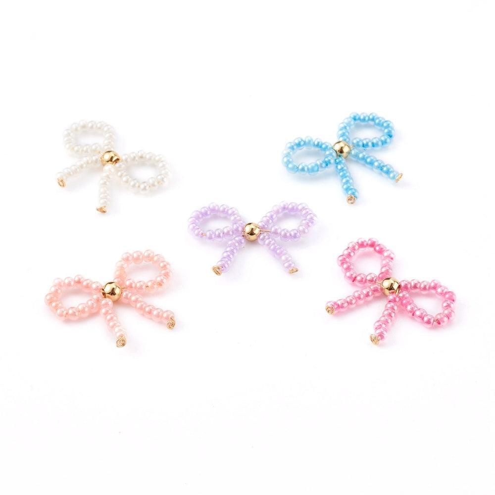 Bedel strikje kralen gekleurd goud 15mm - per stuk-bedels-Kraaltjes van Renate