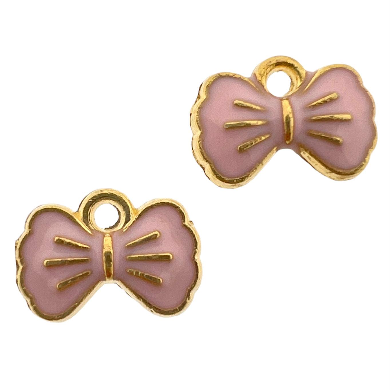 Bedel strikje roze goud 8.5x12x2mm-bedels-Kraaltjes van Renate