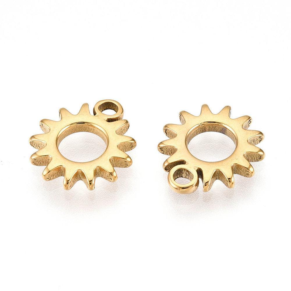 Bedel sun RVS 18K Goud 11,5mm - per stuk-bedels-Kraaltjes van Renate