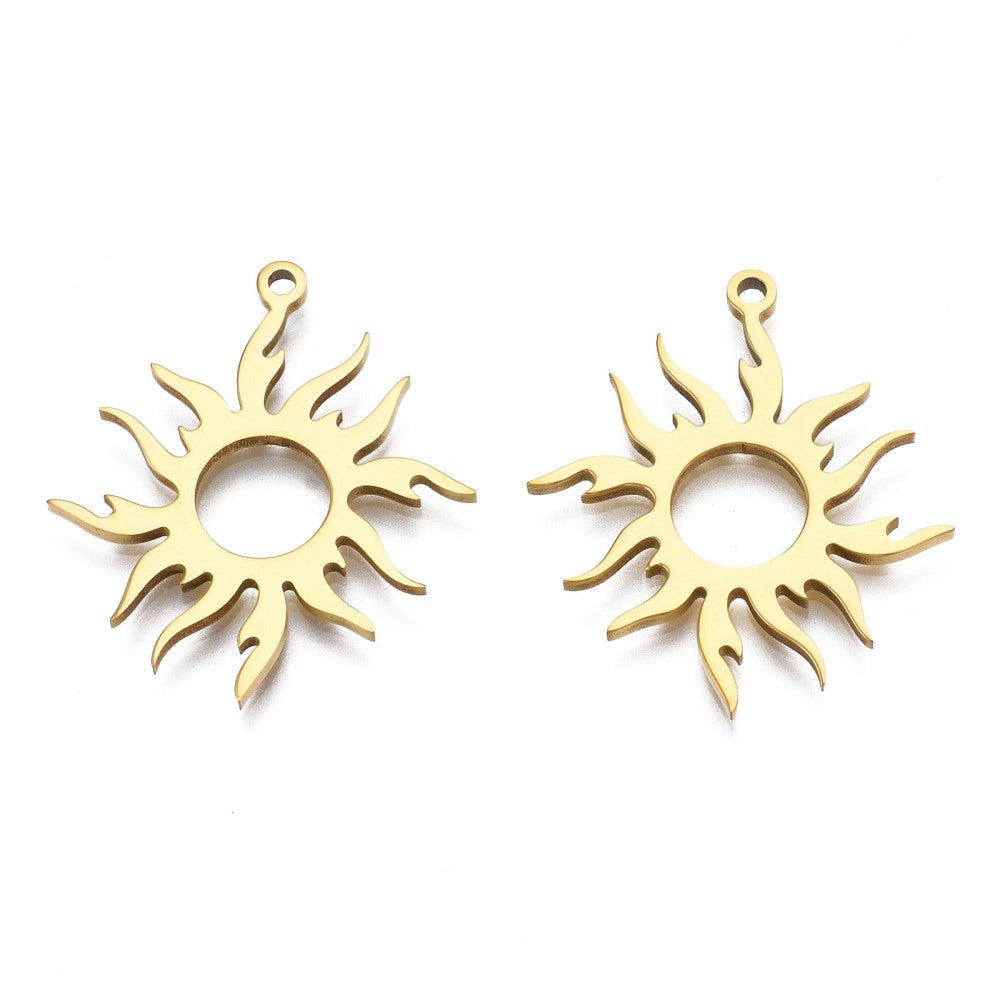 Bedel sun Stainless steel 18k Goud 28mm-bedels-Kraaltjes van Renate