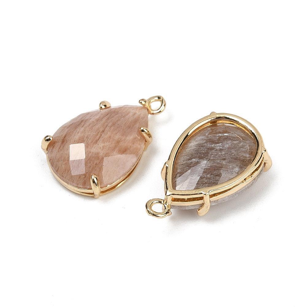 Bedel sunstone faceted teardrop goud 22mm- per stuk-Kralen-Kraaltjes van Renate