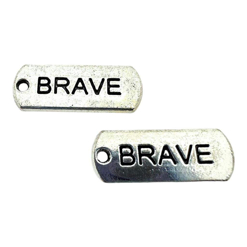 Bedel tag 'Brave' Zilver 21x8mm-bedels-Kraaltjes van Renate