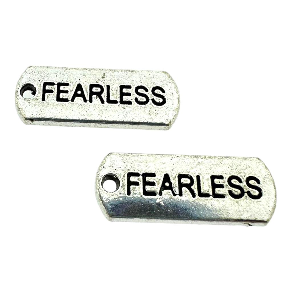 Bedel tag 'Fearless' Zilver 21x8mm-bedels-Kraaltjes van Renate