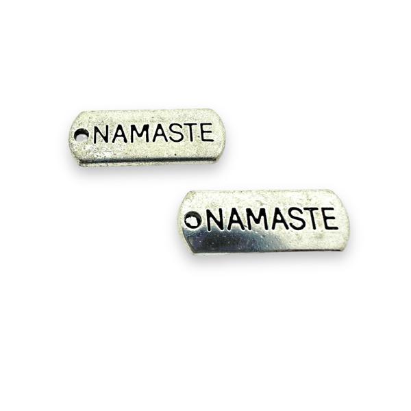 Bedel tag 'Namaste' Zilver 21x8mm-bedels-Kraaltjes van Renate