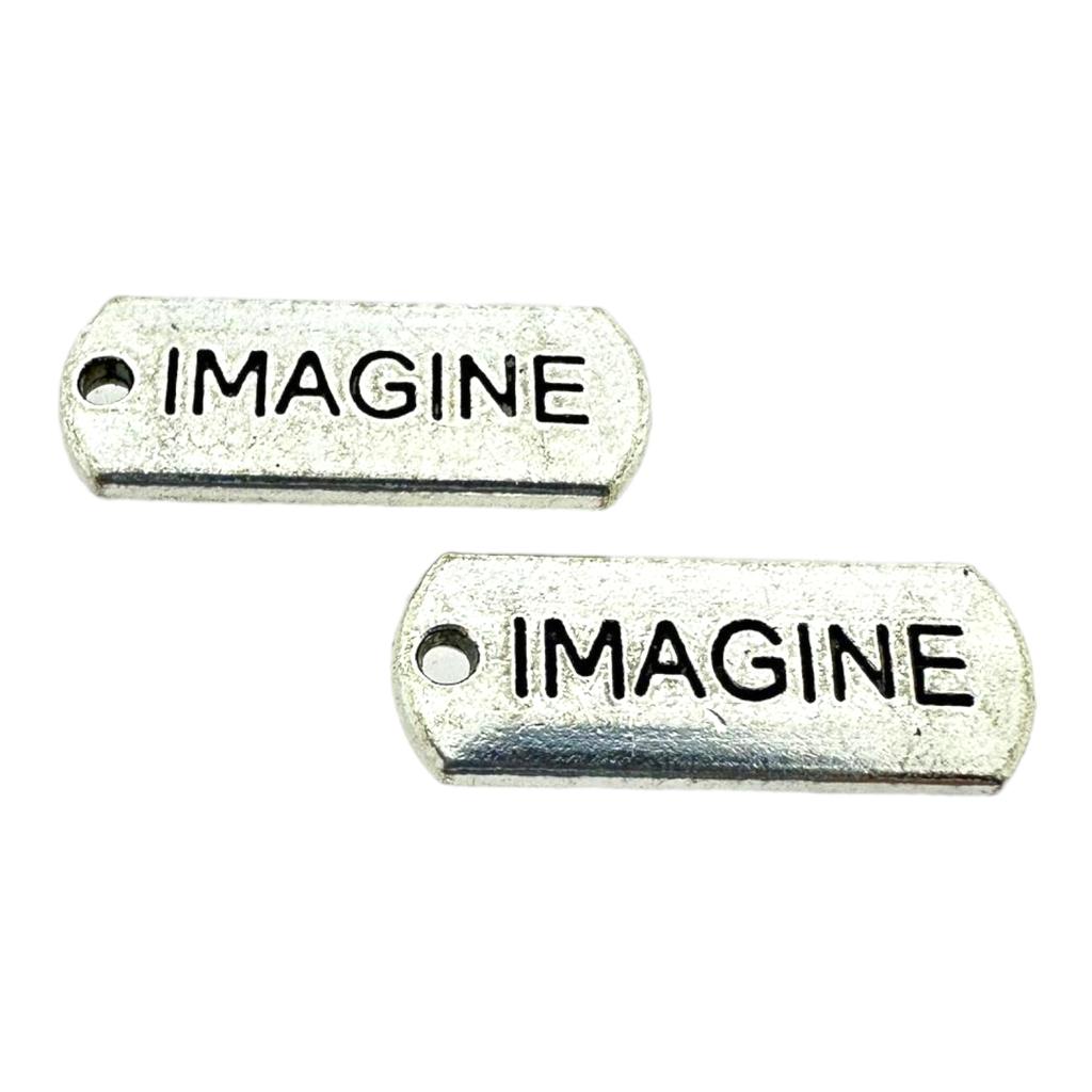 Bedel tag 'imagine' Zilver 21x8mm-bedels-Kraaltjes van Renate