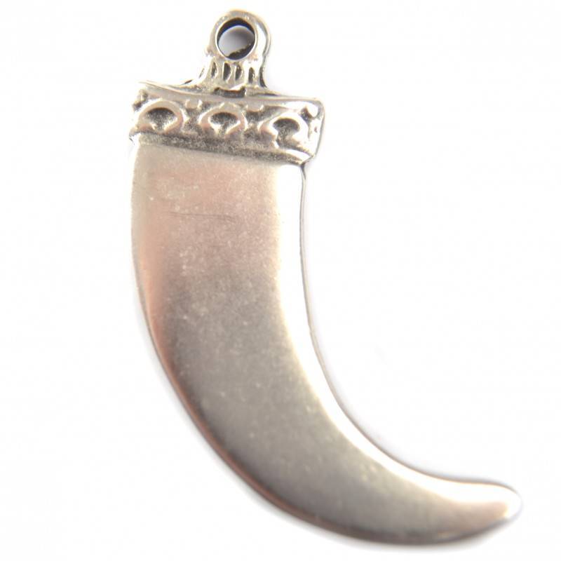Bedel tand / dolk metaal zilver DQ 35x43mm-Kraaltjes van Renate