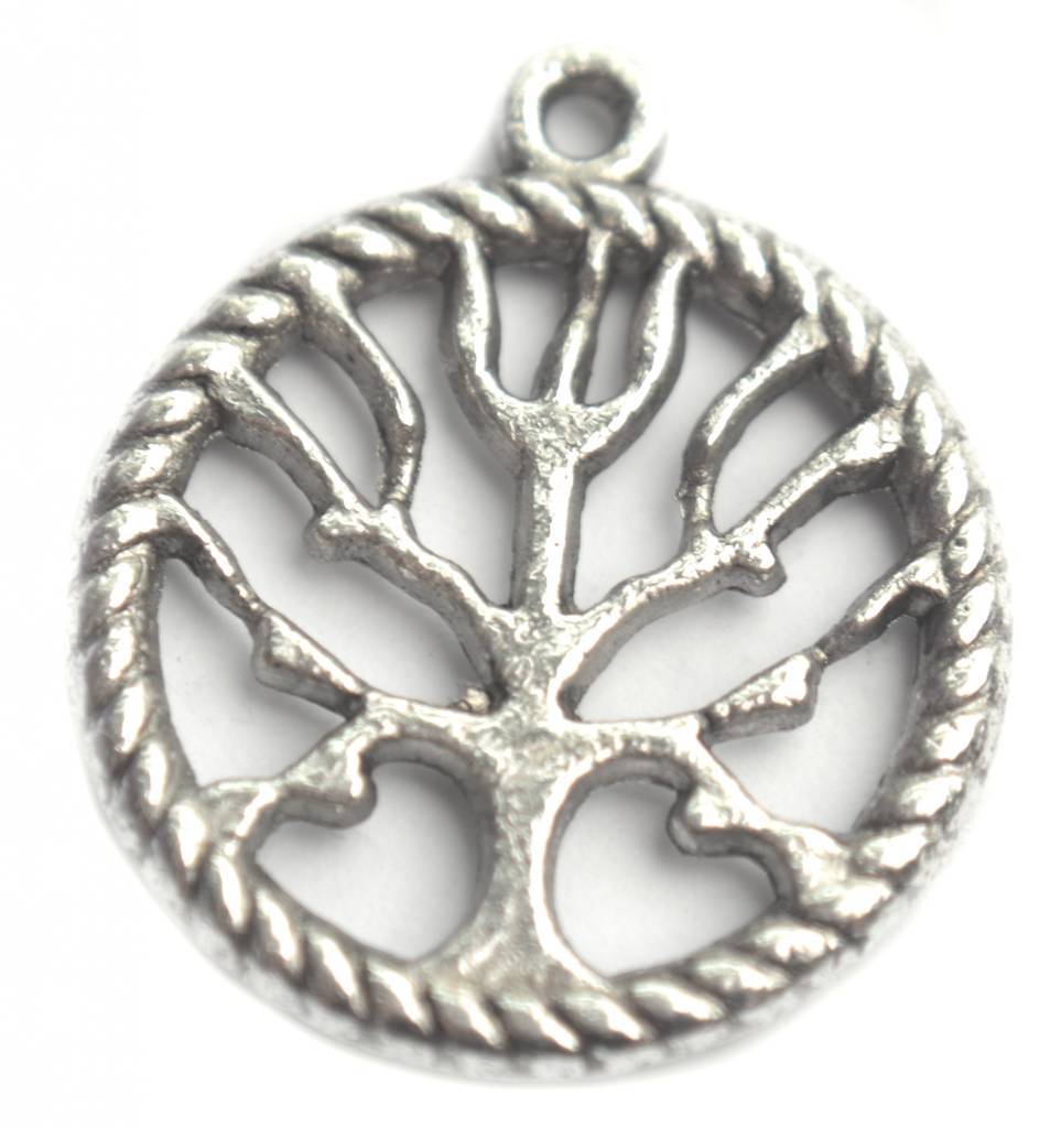 Bedel tree of life zilver 22mm - 4st-Kraaltjes van Renate