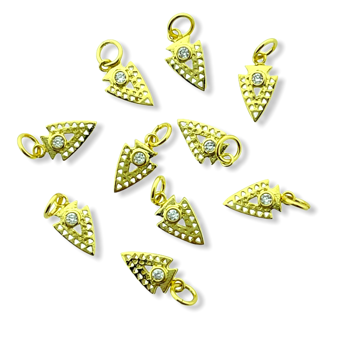 Bedel triangle Zirconia Gold plated 12x7mm-Kraaltjes van Renate