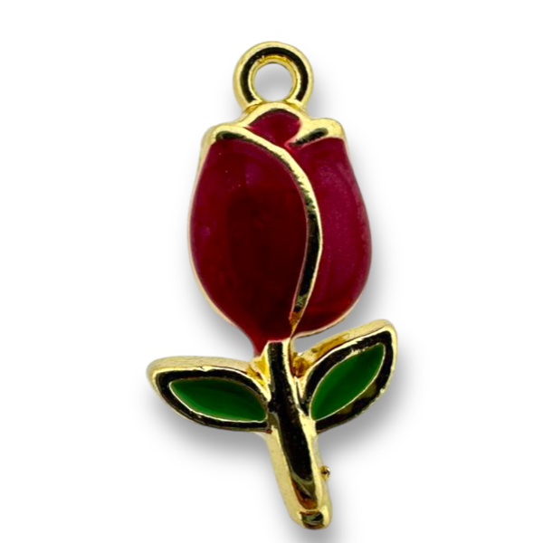Bedel tulpje rood goud 22.5x11.5x3.5mm-bedels-Kraaltjes van Renate