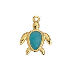 Bedel turtle emaille Turquoise Goud 24K DQ 15x19mm-bedels-Kraaltjes van Renate