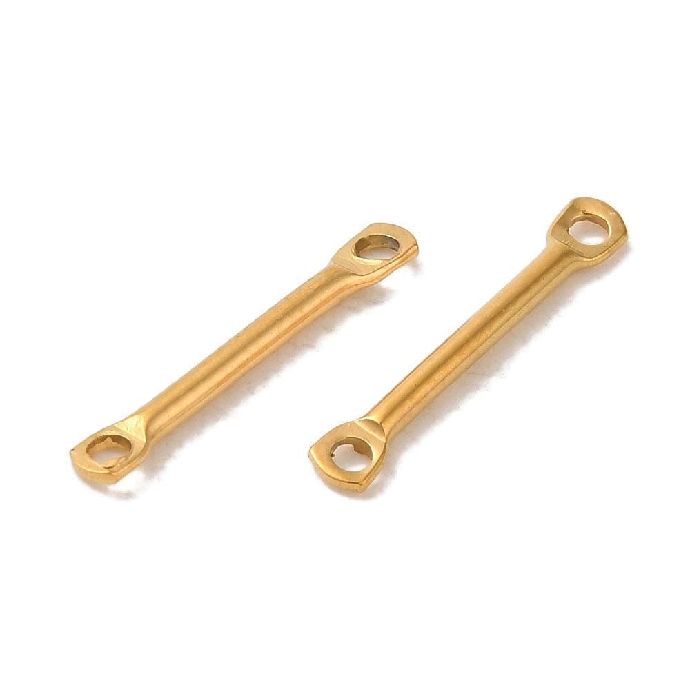 Bedel tussenzetsel 18K RVS goud 15x3mm-bedels-Kraaltjes van Renate