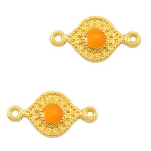 Bedel tussenzetsel Goud-neon orange DQ 16x8mm-bedels-Kraaltjes van Renate