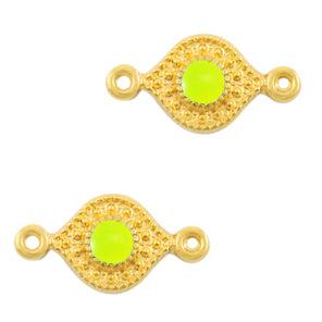 Bedel tussenzetsel Goud-neon yellow DQ 16x8mm-bedels-Kraaltjes van Renate