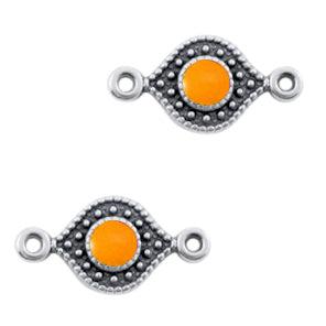 Bedel tussenzetsel Zilver-neon orange DQ 16x8mm-bedels-Kraaltjes van Renate