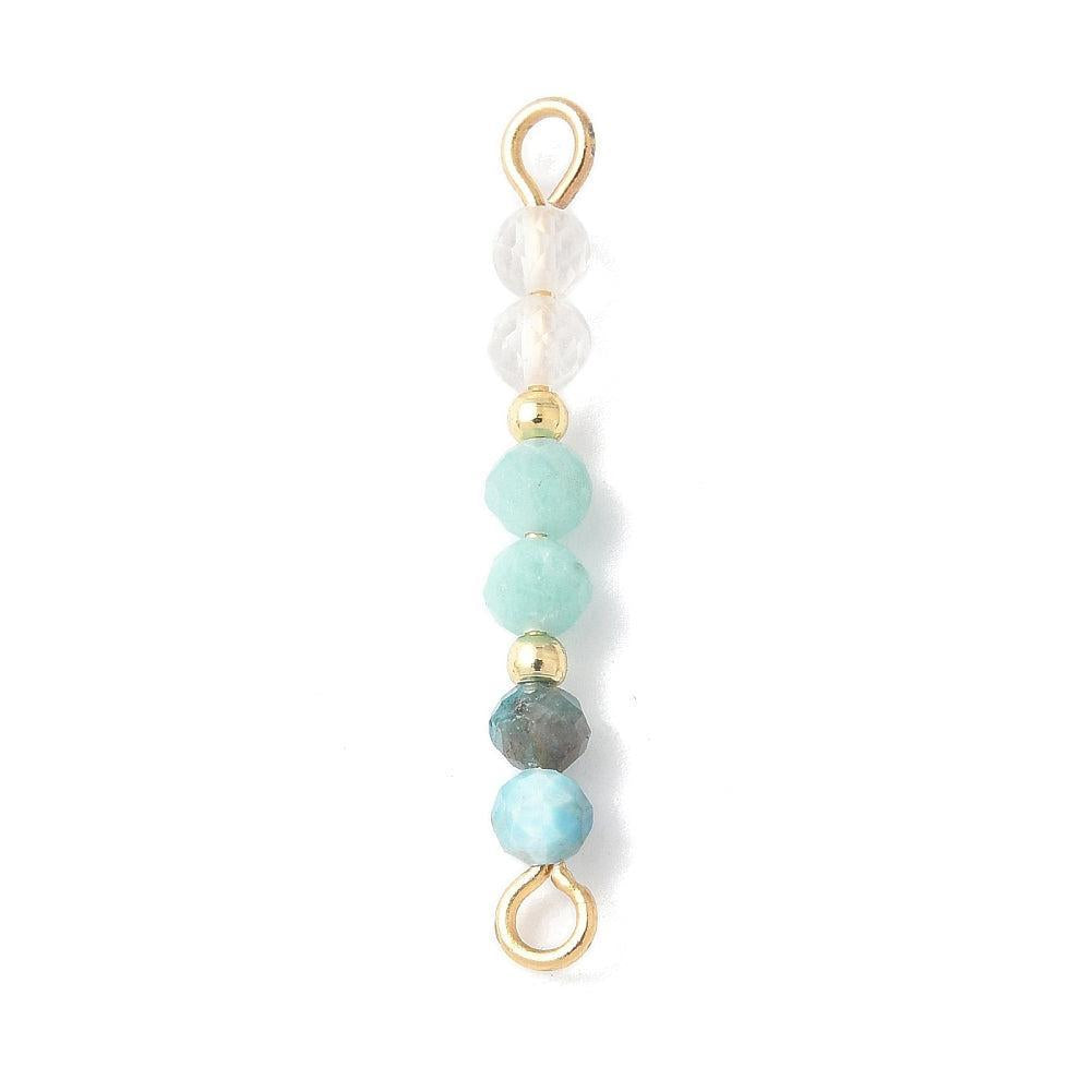 Bedel tussenzetsel amazonite RVS goud 26,5mm- per stuk-bedels-Kraaltjes van Renate