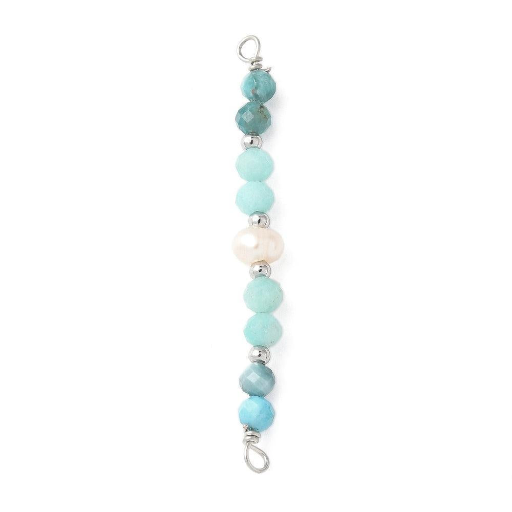 Bedel tussenzetsel amazonite RVS zilver 26,5mm- per stuk-bedels-Kraaltjes van Renate