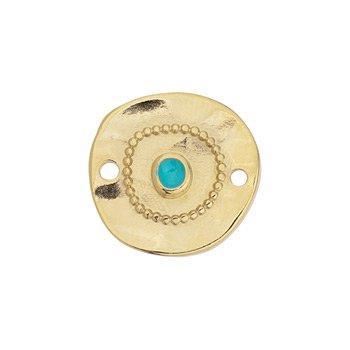 Bedel tussenzetsel aqua DQ 24K goud 17mm - per stuk-bedels-Kraaltjes van Renate