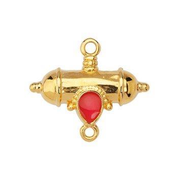 Bedel tussenzetsel barrel roze RVS 24k goud 23,5mm - per stuk-bedels-Kraaltjes van Renate