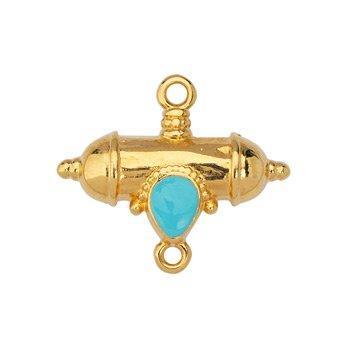 Bedel tussenzetsel barrel turquoise RVS 24k goud 23,5mm - per stuk-bedels-Kraaltjes van Renate