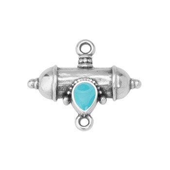 Bedel tussenzetsel barrel turquoise RVS zilver 23,5mm - per stuk-bedels-Kraaltjes van Renate