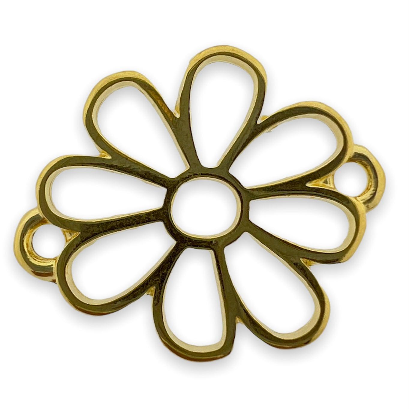 Bedel tussenzetsel bloem Goud 24K DQ 19x16mm-bedels-Kraaltjes van Renate