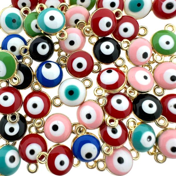 Bedel tussenzetsel emaille evil eye gekleurd 7x11x5mm-bedels-Kraaltjes van Renate
