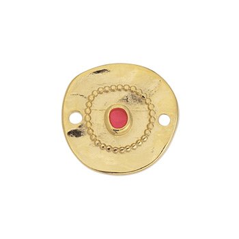 Bedel tussenzetsel fuchsia DQ 24K goud 17mm - per stuk-bedels-Kraaltjes van Renate