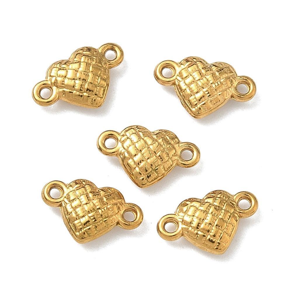 Bedel tussenzetsel hartje 18K RVS goud 6,5mm - per stuk-bedels-Kraaltjes van Renate