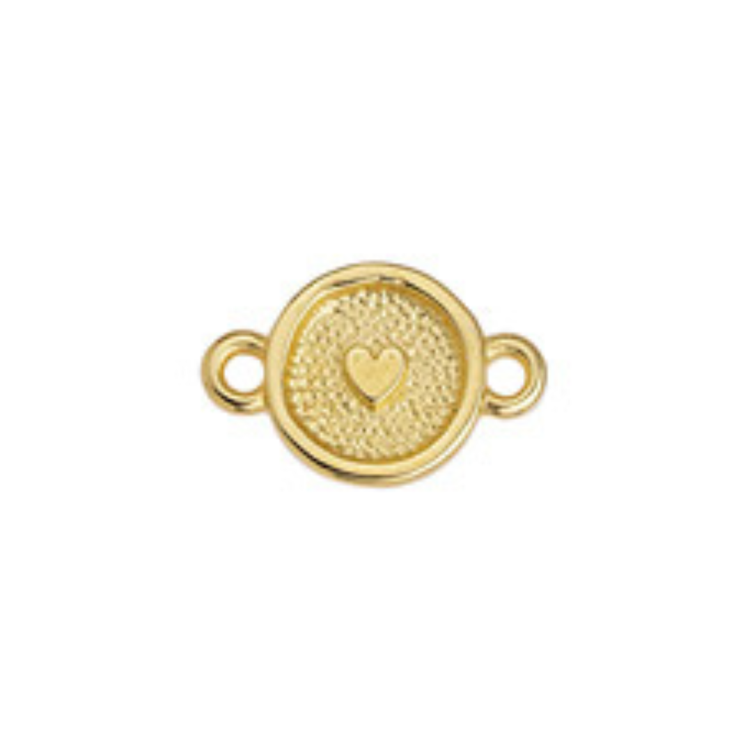 Bedel tussenzetsel hartje goud 24kr DQ 15x10mm-bedels-Kraaltjes van Renate