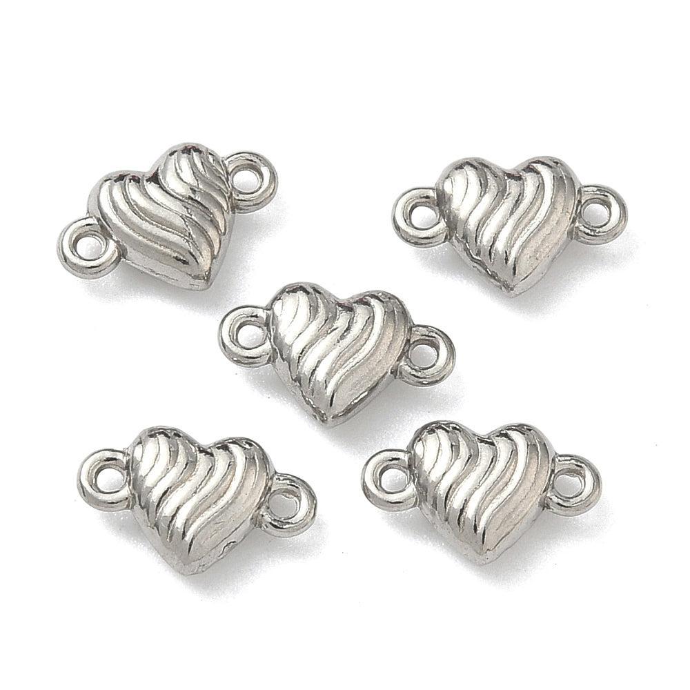 Bedel tussenzetsel hartje textuur RVS zilver 6mm - per stuk-bedels-Kraaltjes van Renate