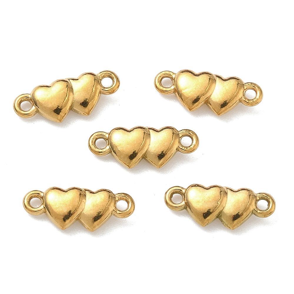 Bedel tussenzetsel hartjes RVS 18K goud 5mm - per stuk-bedels-Kraaltjes van Renate