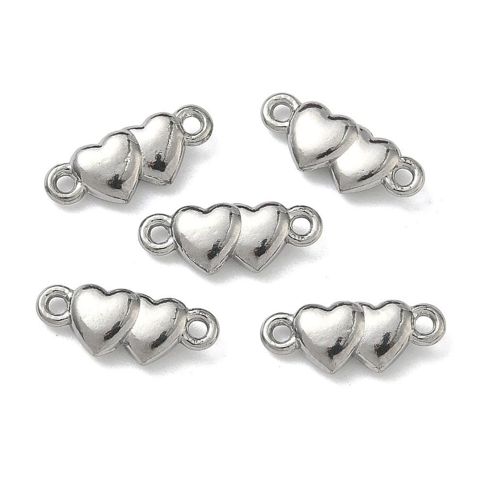 Bedel tussenzetsel hartjes RVS zilver 5mm - per stuk-bedels-Kraaltjes van Renate