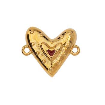 Bedel tussenzetsel heart red DQ 24K goud 19,5mm - per stuk-bedels-Kraaltjes van Renate