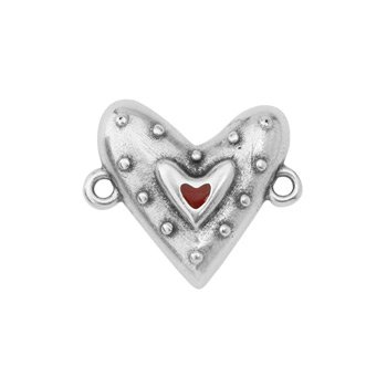 Bedel tussenzetsel heart red DQ zilver 19,5mm - per stuk-bedels-Kraaltjes van Renate