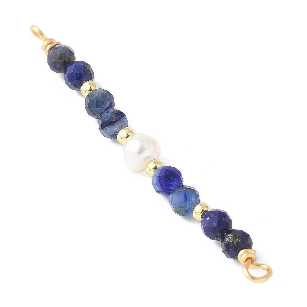 Bedel tussenzetsel lapis lazuli parel goud 42mm- per stuk-bedels-Kraaltjes van Renate