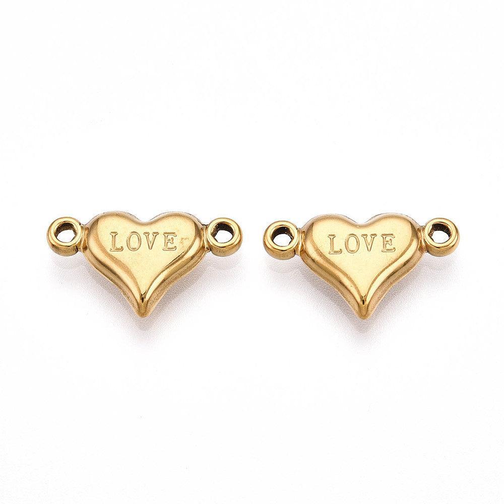 Bedel tussenzetsel love RVS 18K Goud 10mm - per stuk-bedels-Kraaltjes van Renate