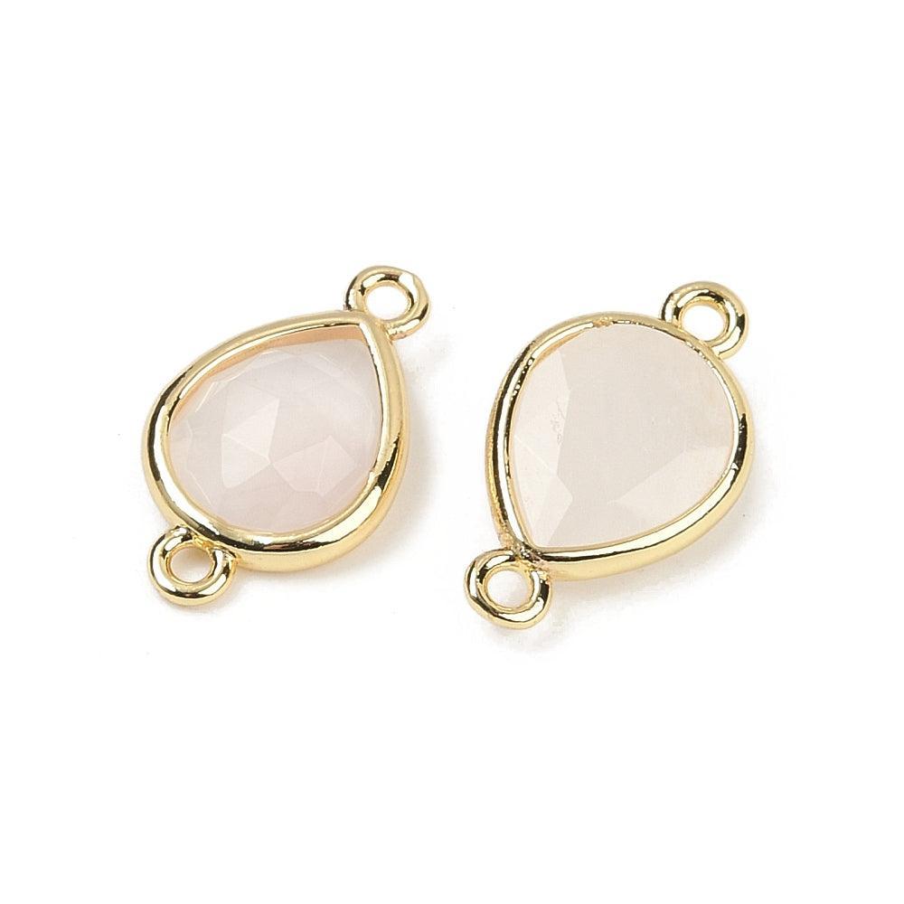 Bedel tussenzetsel naturel quartz druppel 16,5mm goud- per stuk-bedels-Kraaltjes van Renate