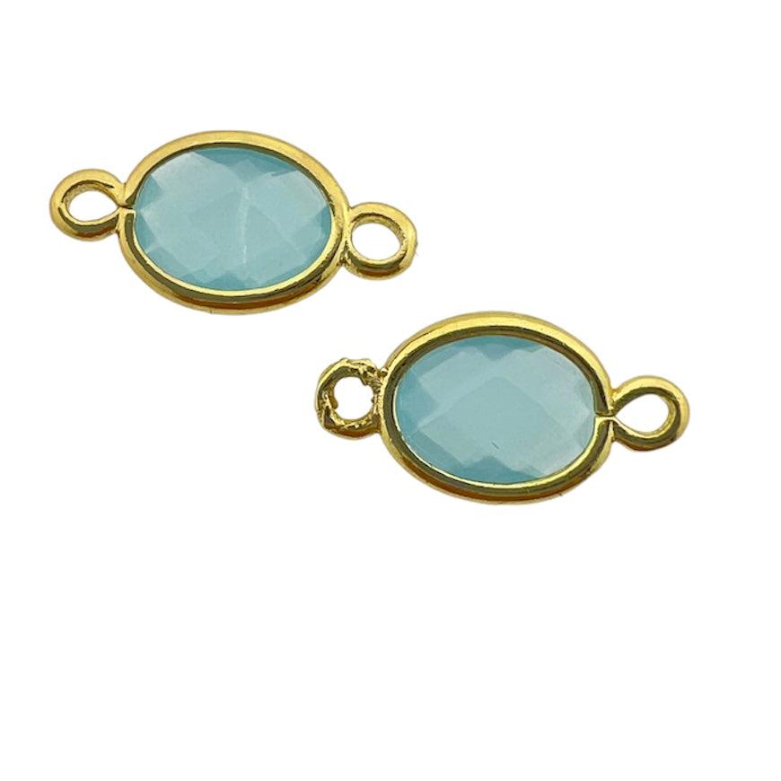 Bedel tussenzetsel ovaal facet blauw 15x7mm-bedels-Kraaltjes van Renate