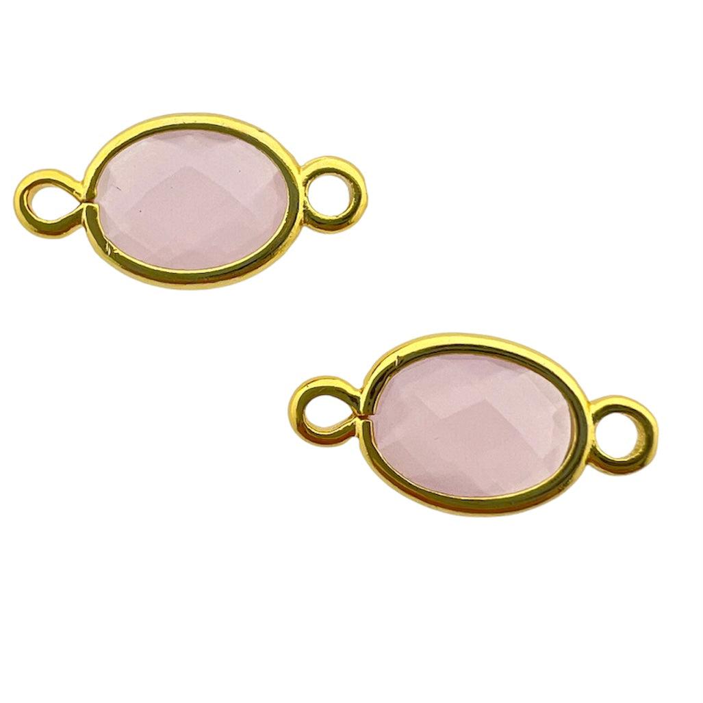 Bedel tussenzetsel ovaal facet roze 15x7mm-bedels-Kraaltjes van Renate