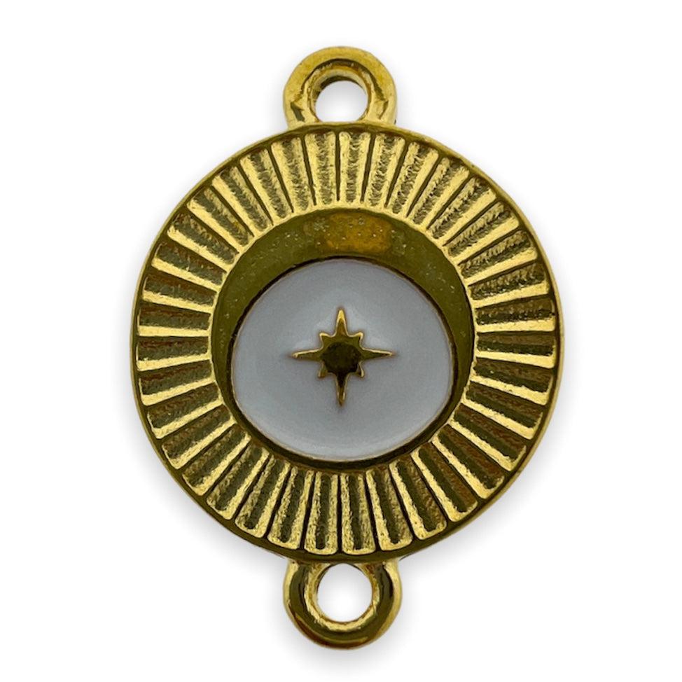 Bedel tussenzetsel rond ster wit Goud 24K DQ 19x14mm-bedels-Kraaltjes van Renate