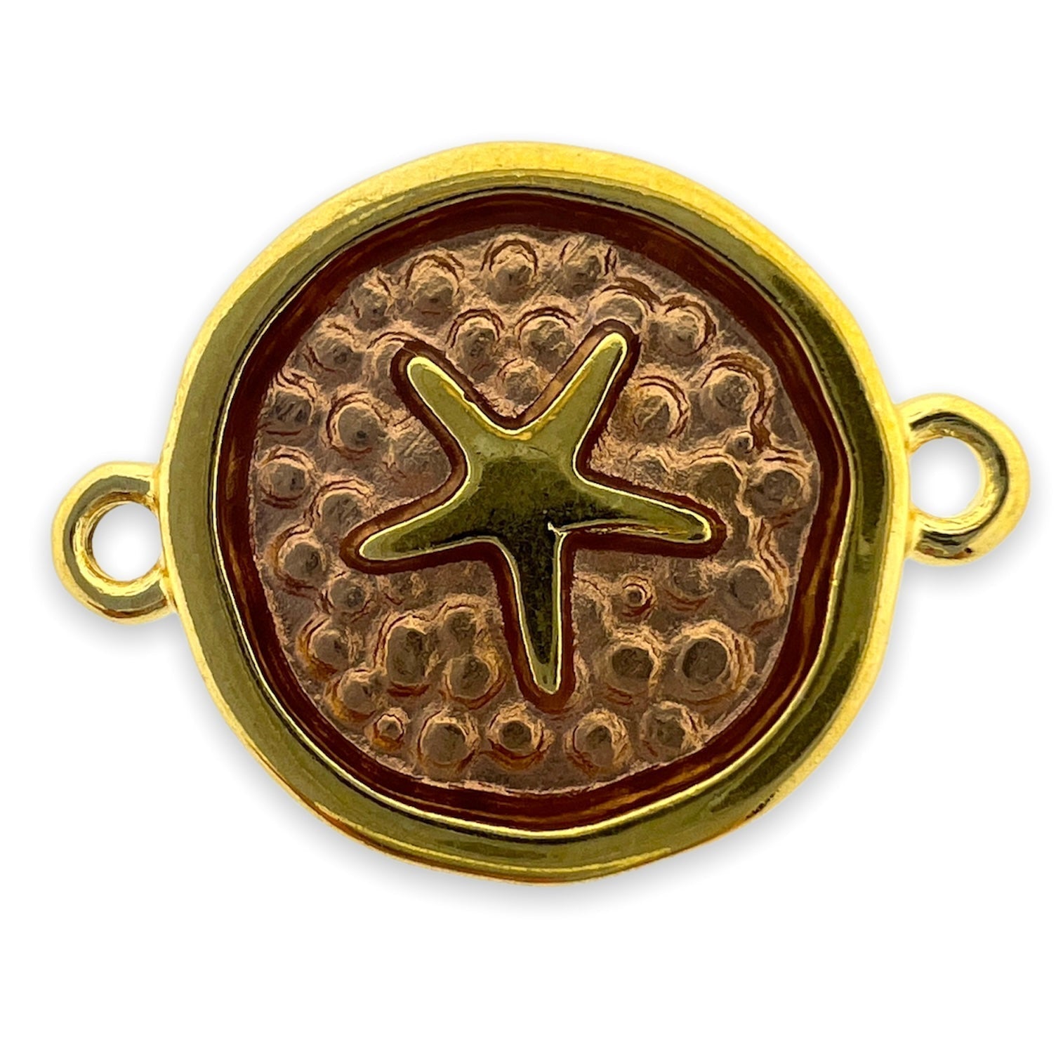 Bedel tussenzetsel rond zeester bruin Goud 24K DQ 22x17mm-bedels-Kraaltjes van Renate