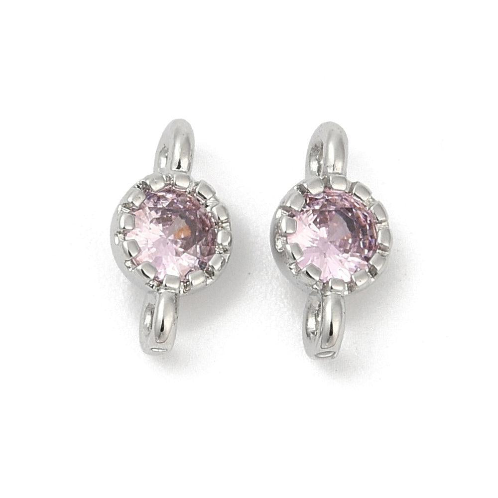 Bedel tussenzetsel roze zirconia zilver 9mm- per stuk-bedels-Kraaltjes van Renate