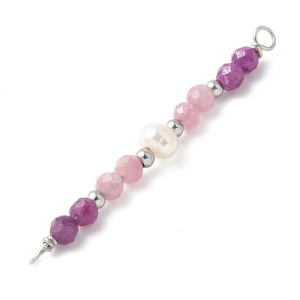 Bedel tussenzetsel ruby parel zilver 40mm- per stuk-bedels-Kraaltjes van Renate
