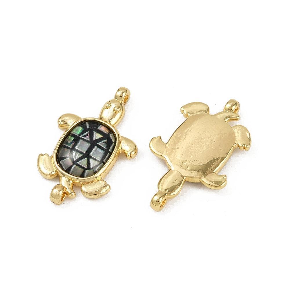 Bedel tussenzetsel schildpad 18K RVS Goud 21mm - per stuk-bedels-Kraaltjes van Renate